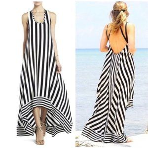 BCBGMaxAzria Gia Black and White High Low Silk Dress